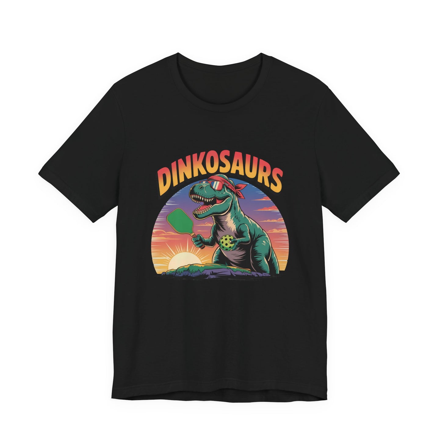 Dinkosaurs Retro Dinosaur T-Shirt — Vintage Sunset T-Rex Graphic Tee