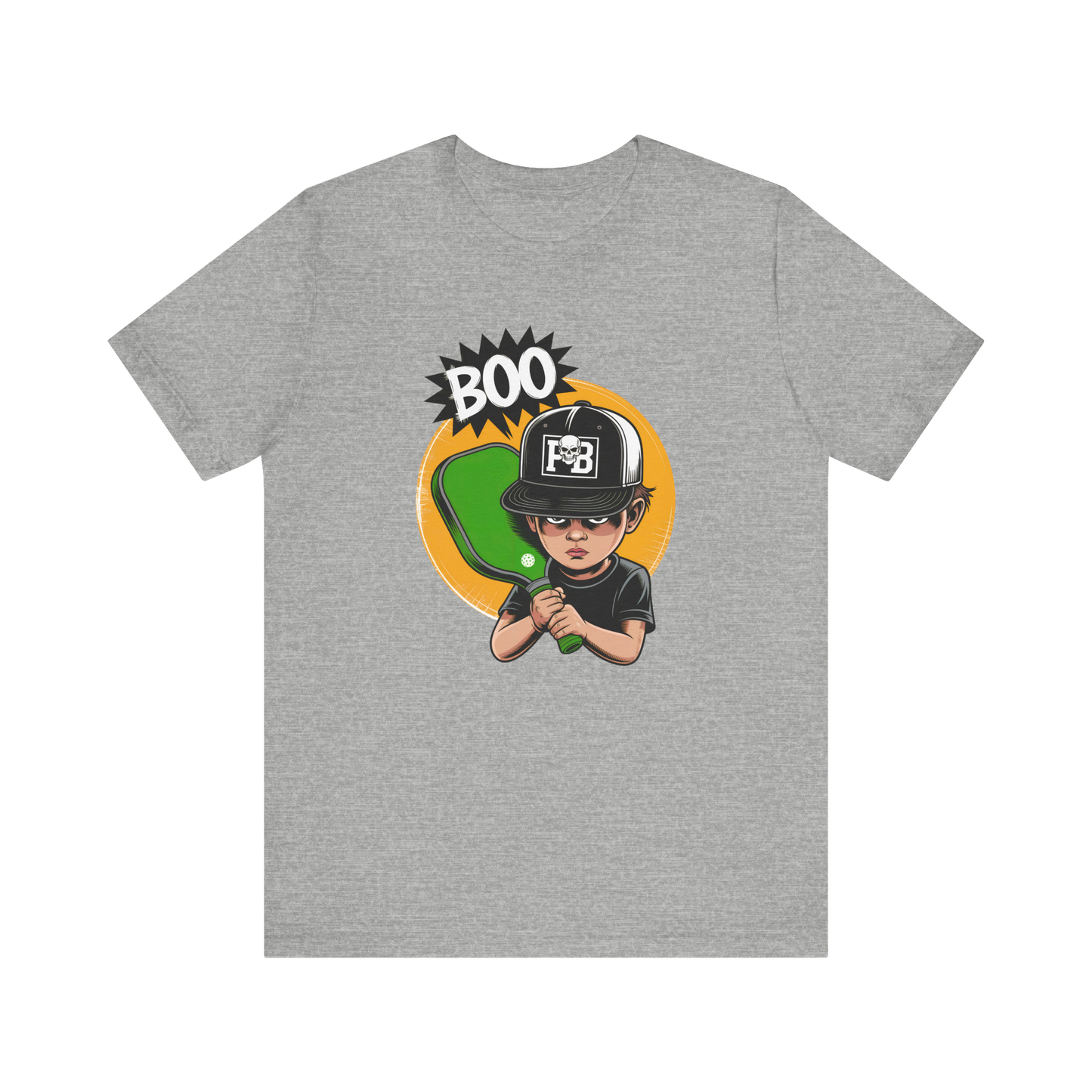 Boo Boy Skull with Pickleball Paddle