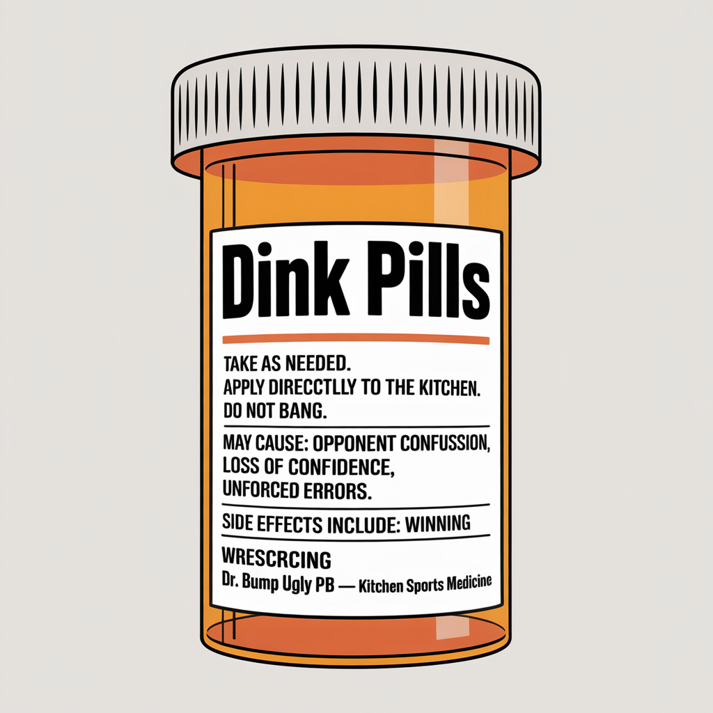 Dink Pills design — Bump Ugly Kitchen Sports Medicine Rx bottle graphic
