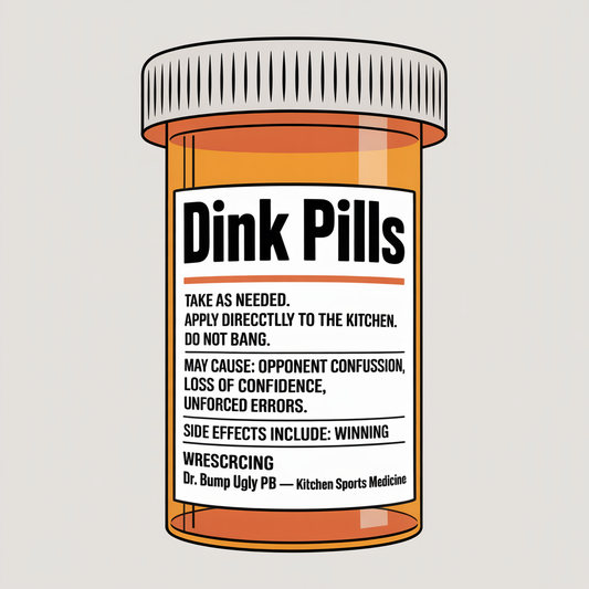 Dink Pills design — Bump Ugly Kitchen Sports Medicine Rx bottle graphic